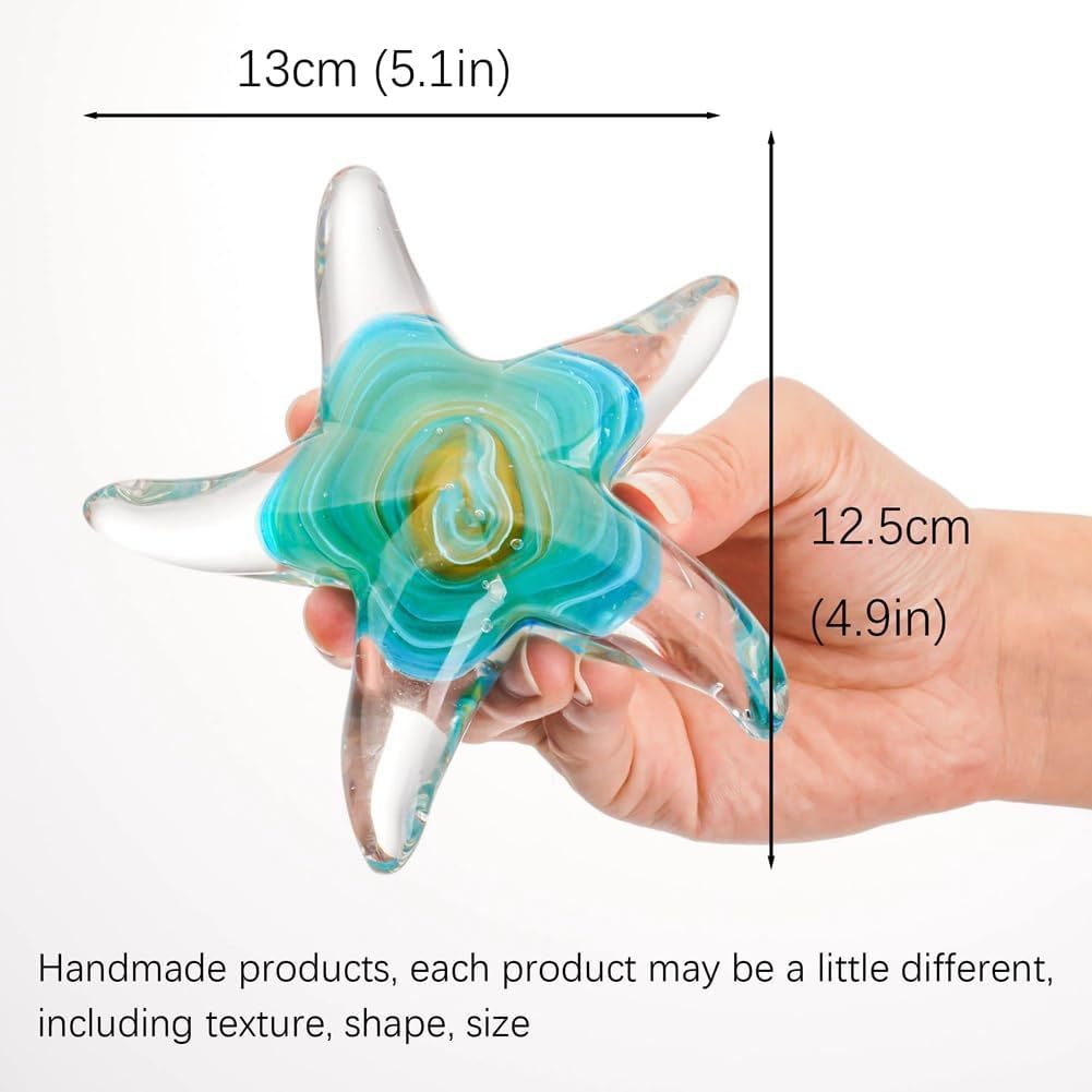 Premium Multicolor Luxury Coastal Accent Glass Starfish Sculpture