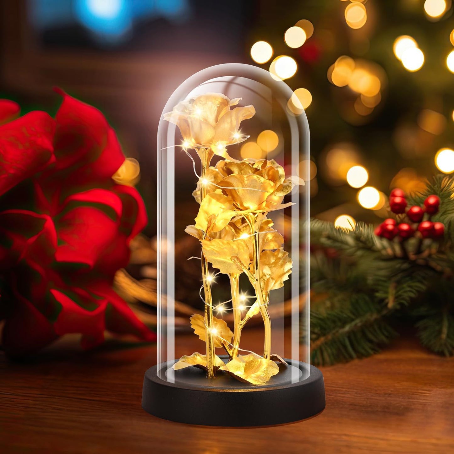 Rose Flower in Glass Dome - Romantic Gifts
