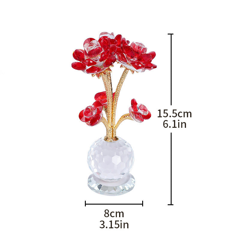 Crystal Pink Rose Decor - Nordic Luxury Living Room Ornament, Birthday Gift