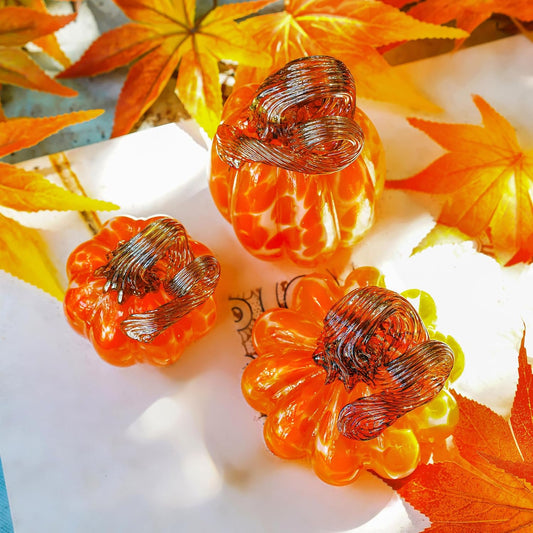Pure handmade glass pumpkin ornament pastoral color pumpkin ornament
